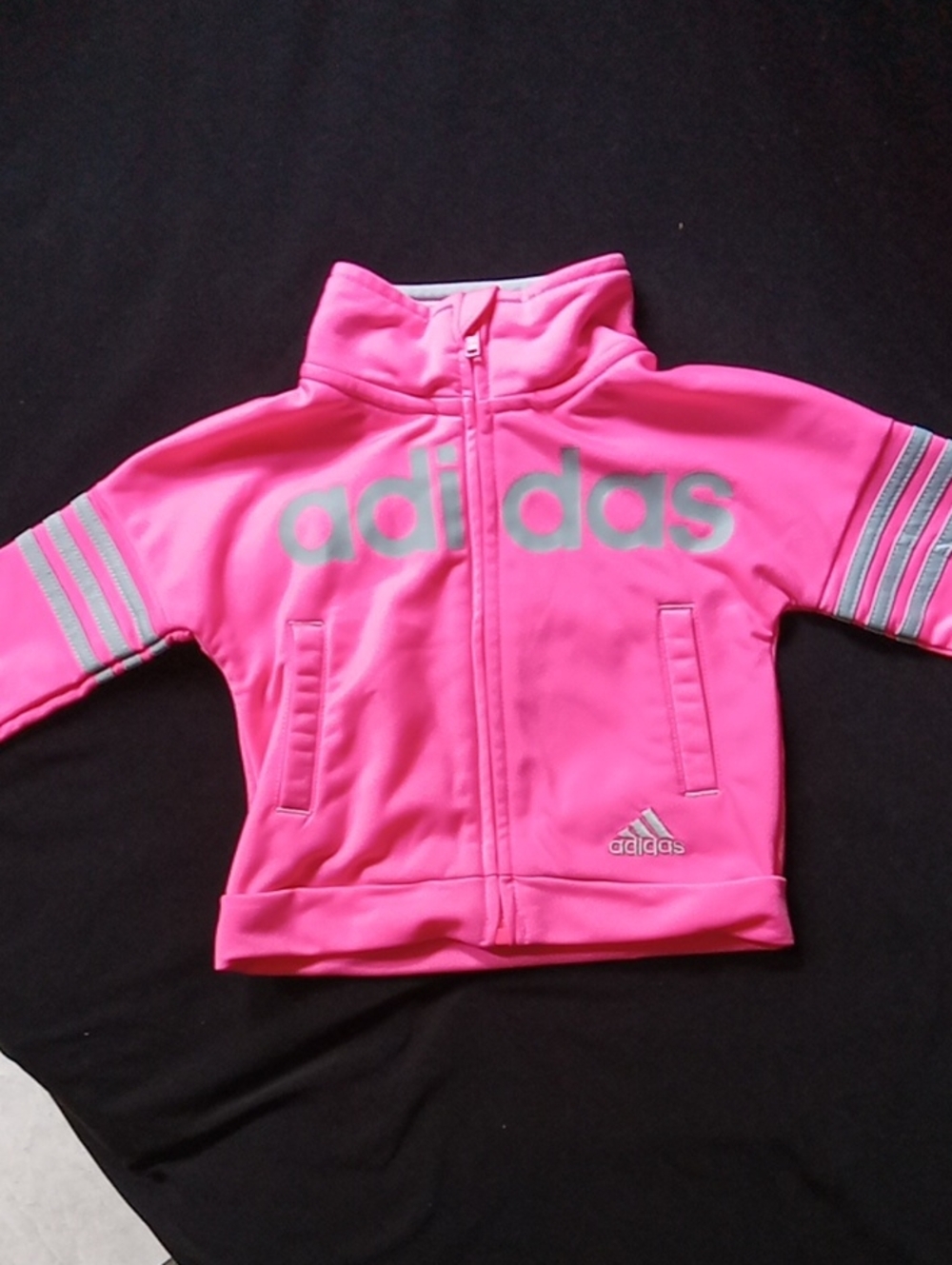 adidas Hot Pink Kids Full-Zip Track Jacket with Silver Accents